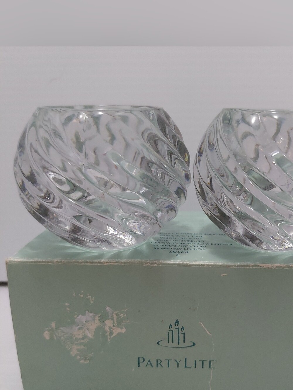 PartyLite Clear Spiral Glass Votive Pair